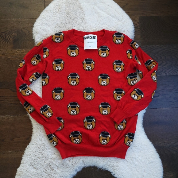 Mochino Couture x Jeremy Scott Teddy Bear Policeman Intarsia Jumper Knit… - Picture 3 of 14